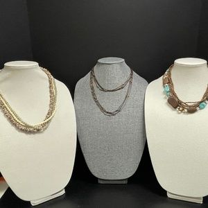 3 African Inspired Multi Strand Vintage Necklaces